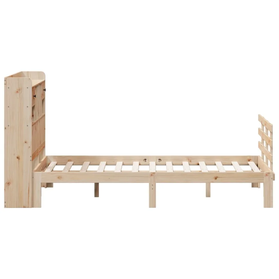 Lit bibliothèque sans matelas 135x190 cm bois de pin massif - 5