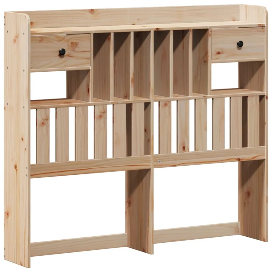 Lit bibliothèque sans matelas 135x190 cm bois de pin massif - 7