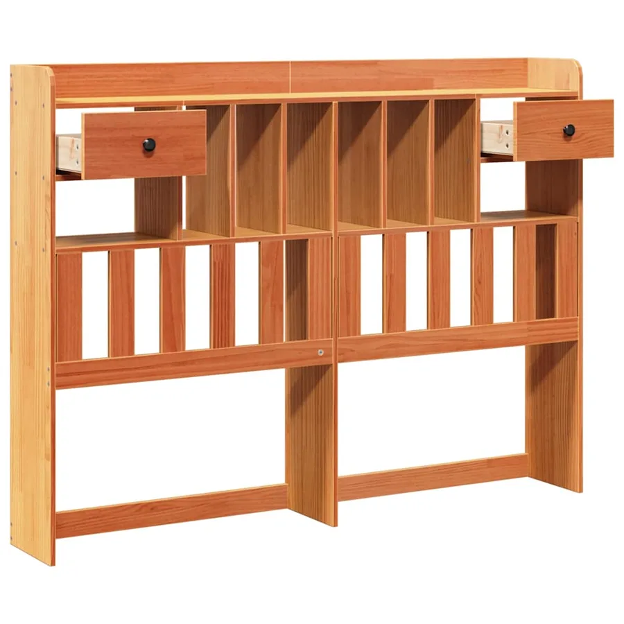 Tête de lit avec rangement cire marron 140cm bois massif de pin - 4