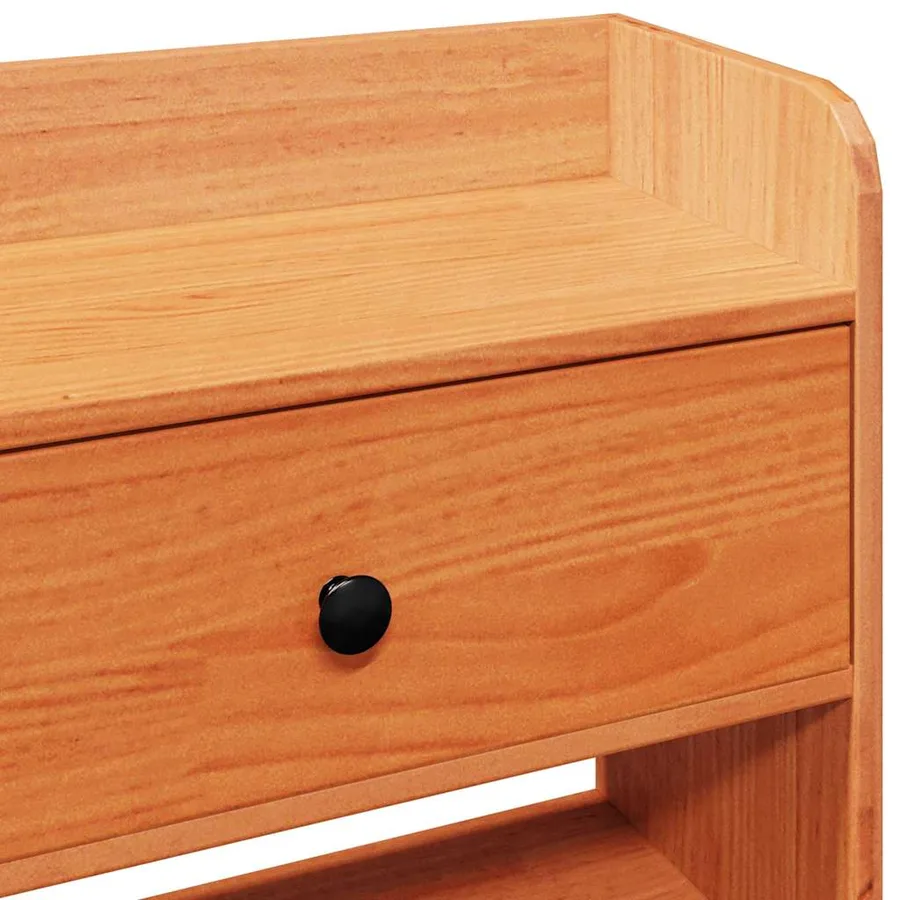Tête de lit avec rangement cire marron 140cm bois massif de pin - 8