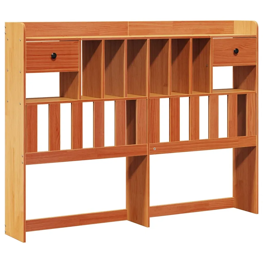 Lit bibliothèque sans matelas cire marron 140x190 cm pin massif - 6