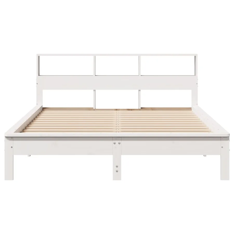 Cadre de lit sans matelas blanc 150x200 cm bois de pin massif - 4