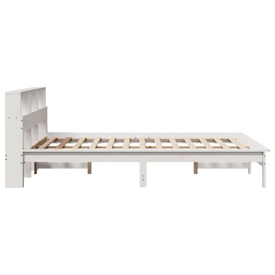 Cadre de lit sans matelas blanc 150x200 cm bois de pin massif - 5