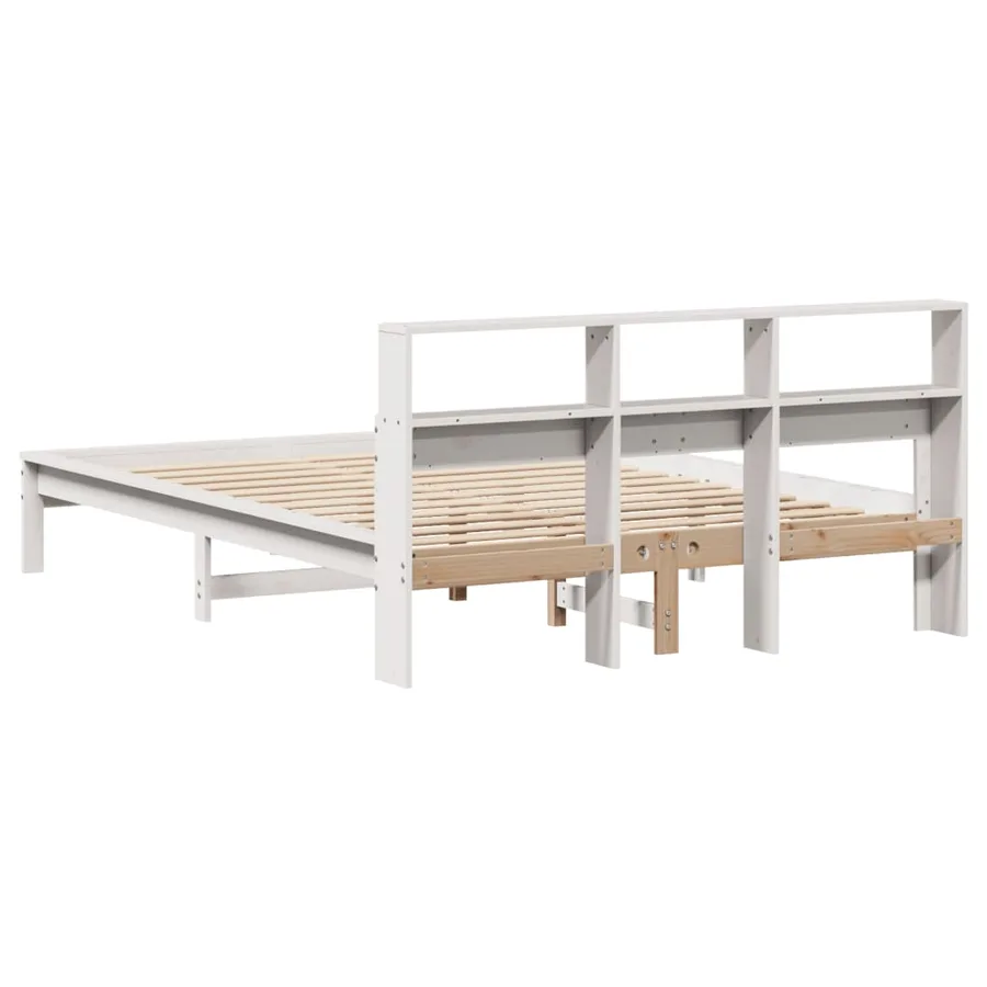 Cadre de lit sans matelas blanc 150x200 cm bois de pin massif - 6
