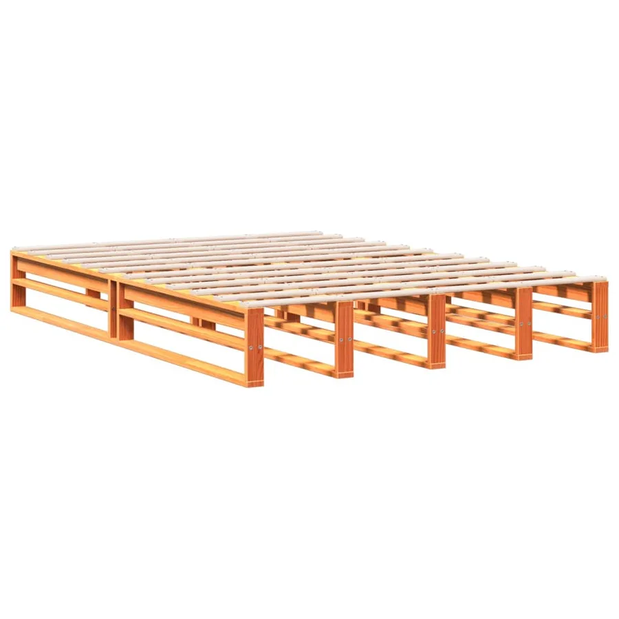 Lit bibliothèque sans matelas cire marron 140x190 cm pin massif - 5