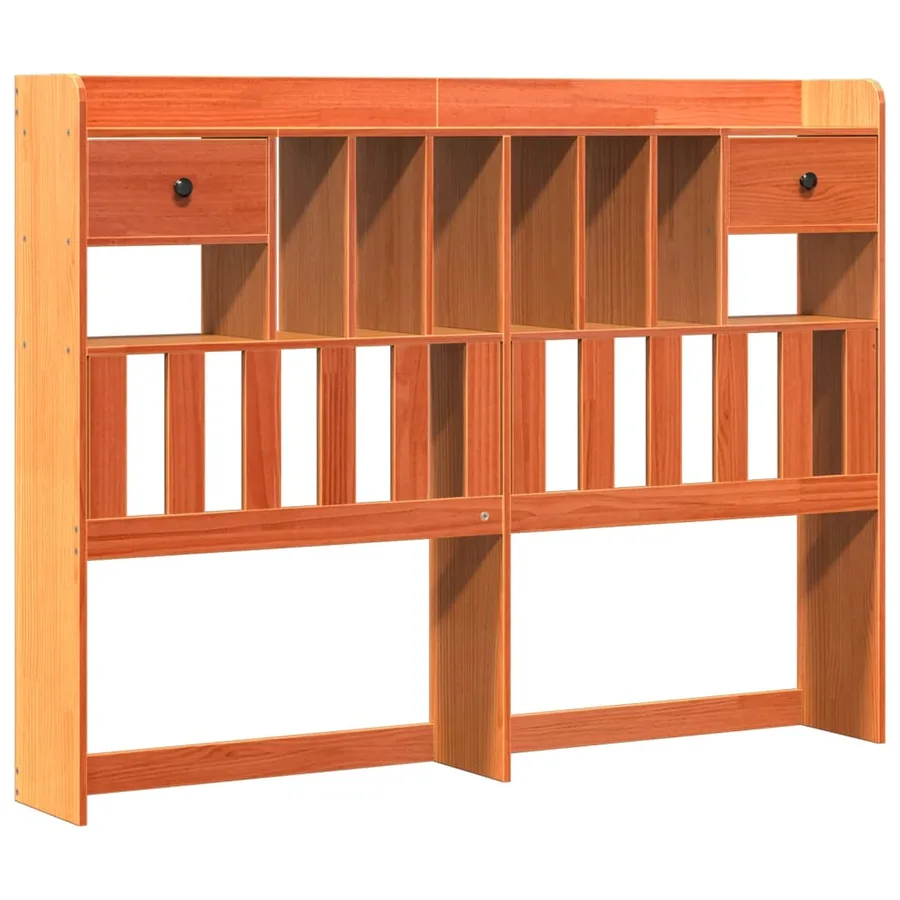 Lit bibliothèque sans matelas cire marron 140x190 cm pin massif - 6