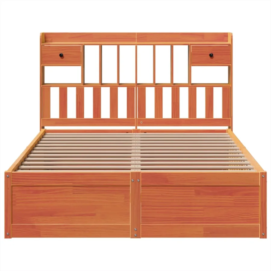 Cadre de lit sans matelas cire marron 140x190cm bois pin massif - 4