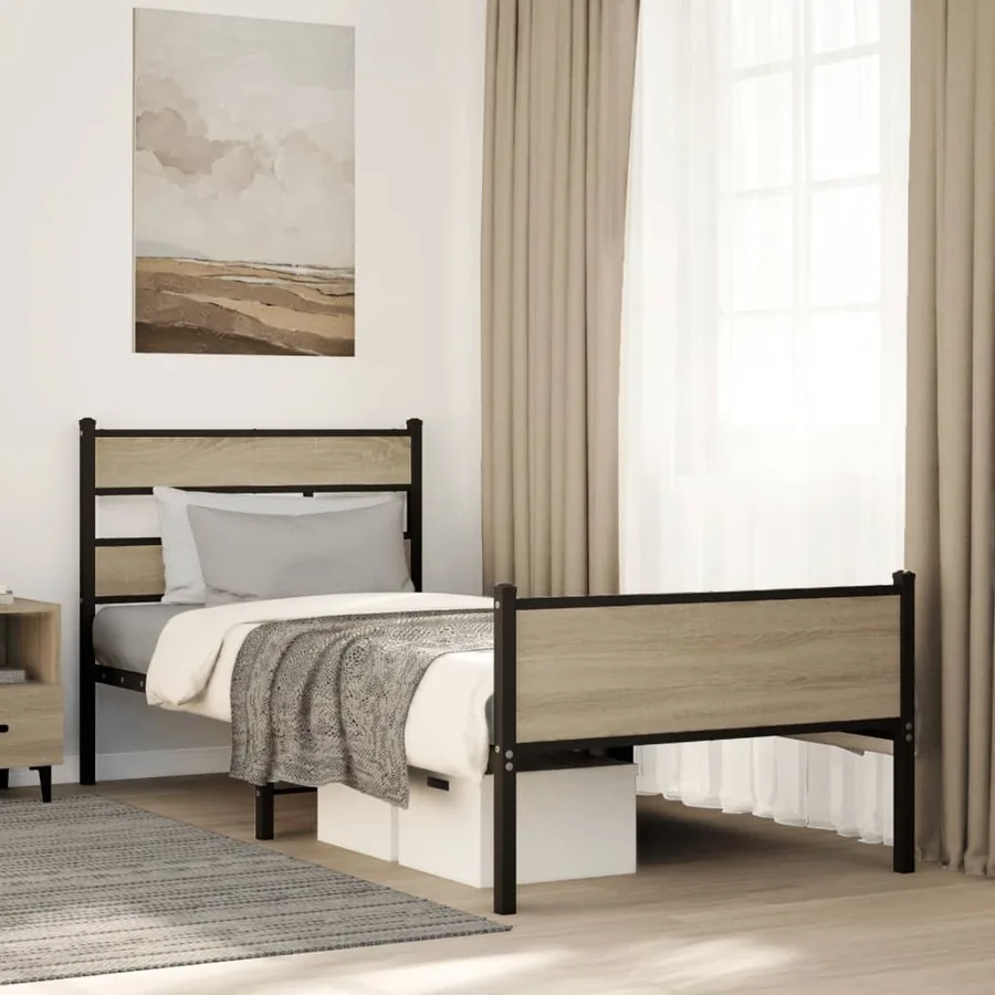 Cadre de lit sans matelas chêne sonoma 75x190 cm