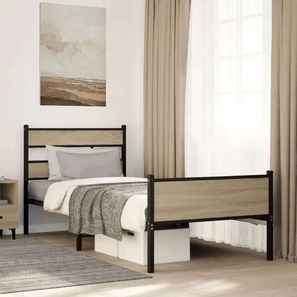 Cadre de lit sans matelas chêne sonoma 75x190 cm
