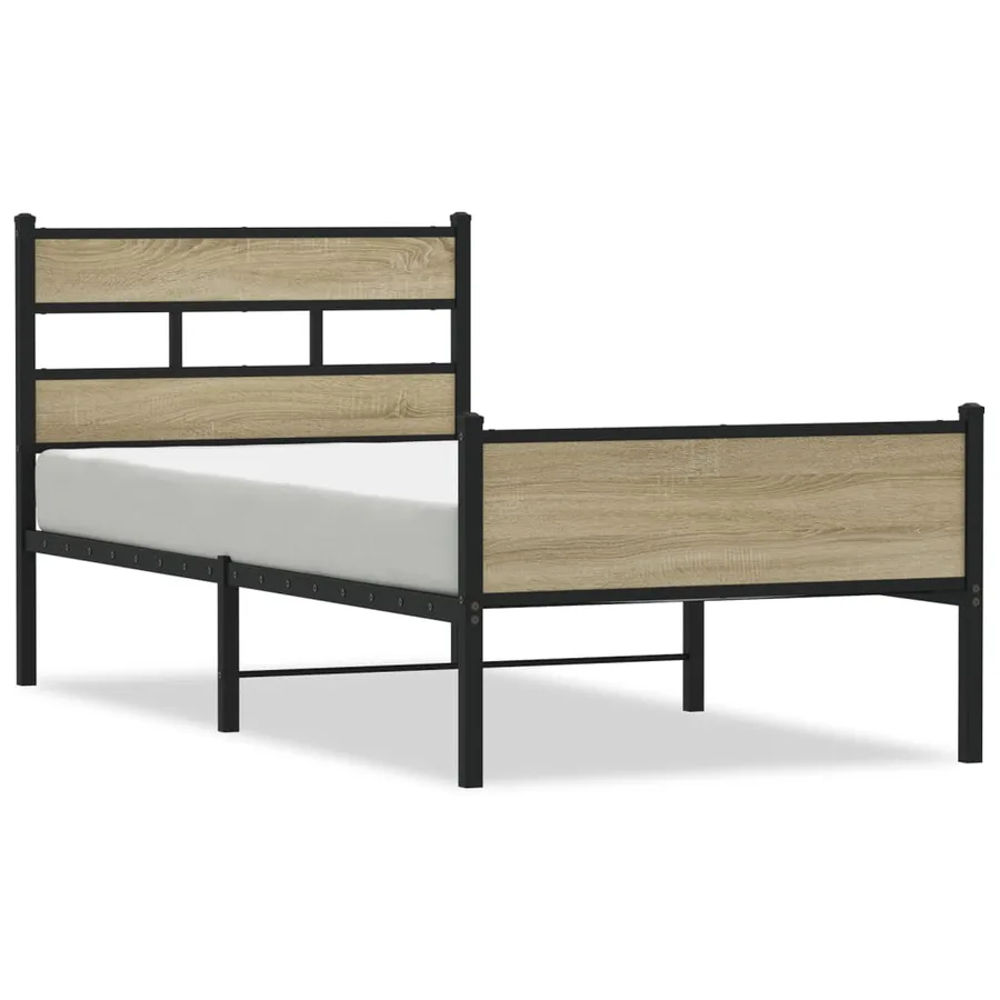 Cadre de lit sans matelas chêne sonoma 75x190 cm - 2