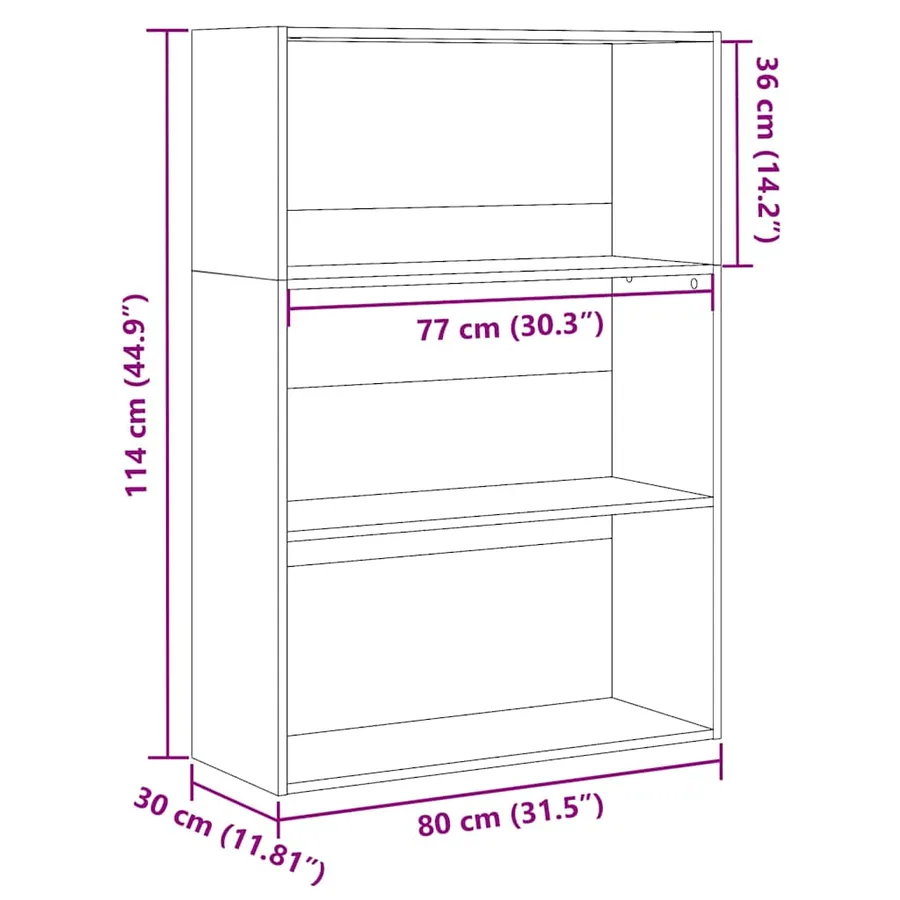 Bibliothèque chêne fumé 80x30x114 cm bois d'ingénierie - 9