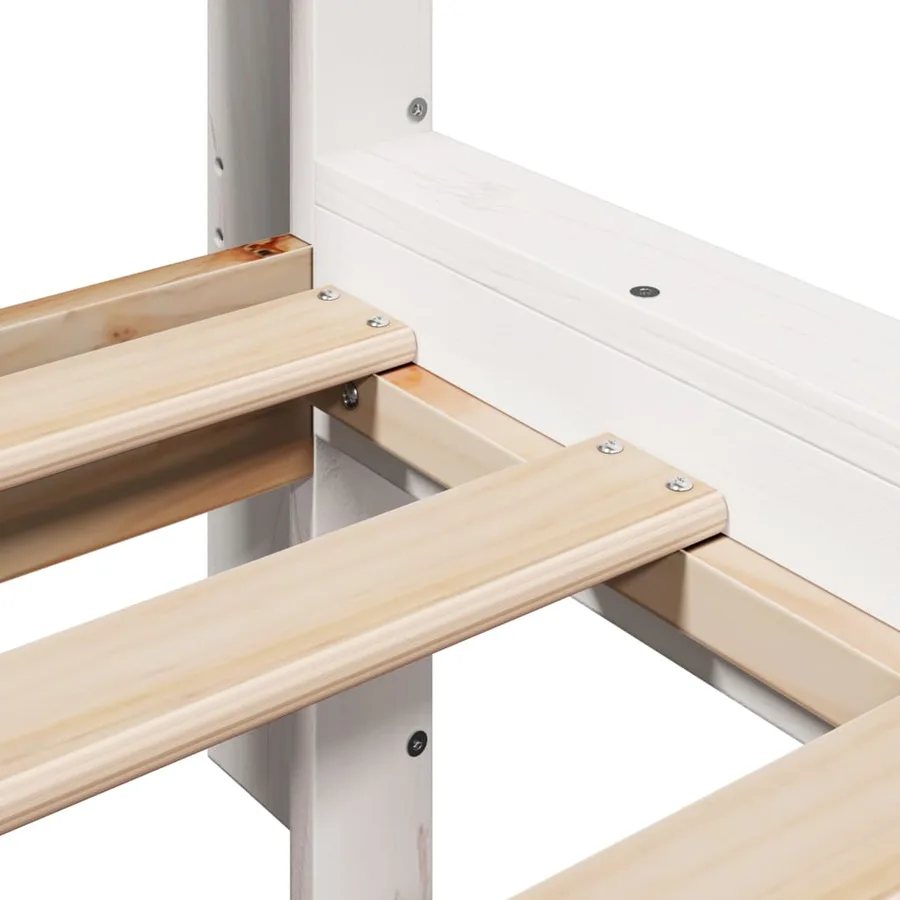 Lit bibliothèque sans matelas blanc 140x200 cm bois pin massif - 10