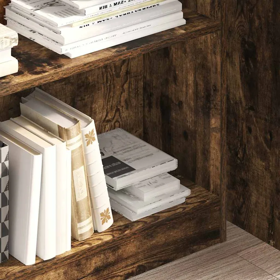 Bibliothèque chêne fumé 80x24x109 cm bois d'ingénierie - 3