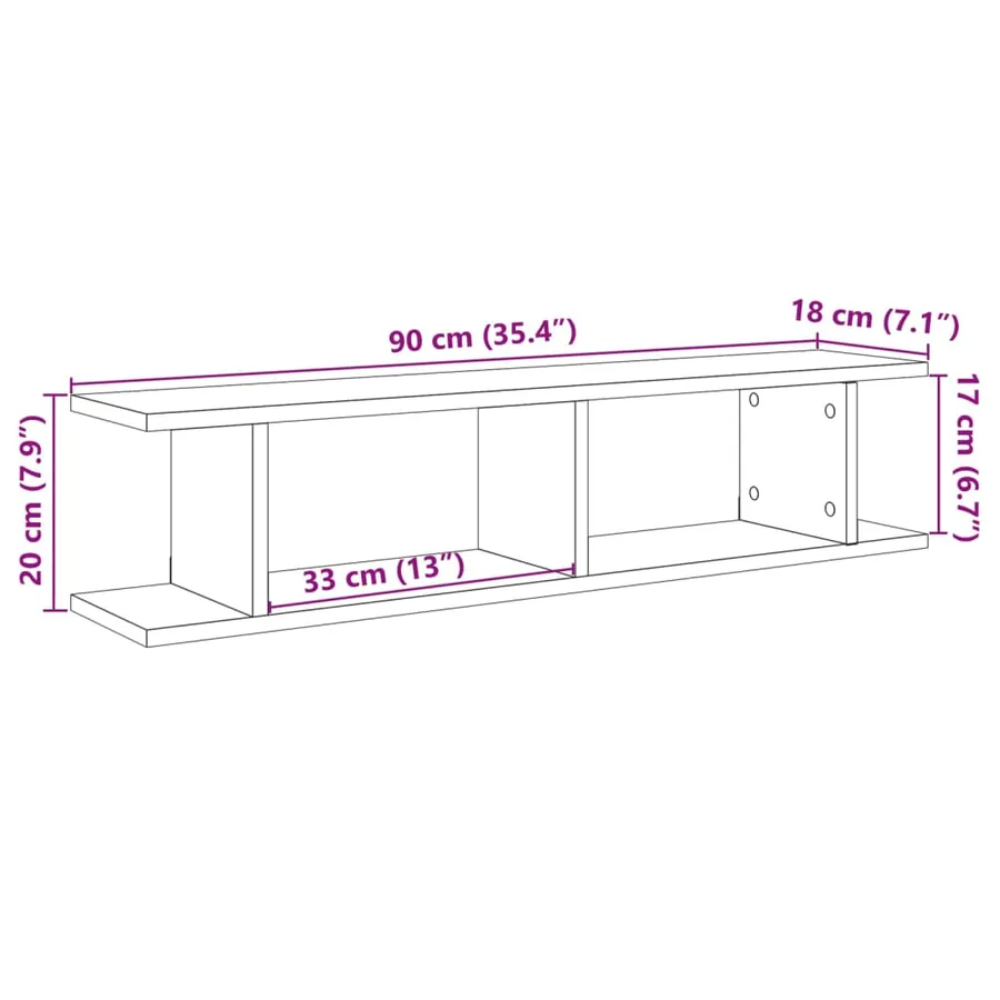 Étagères murales 2 pcs vieux bois 90x18x20 cm bois d'ingénierie - 10