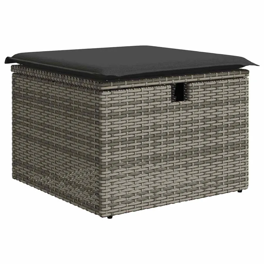 Salon de jardin avec coussins 7 pcs gris résine tressée - 6