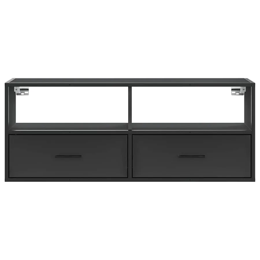 Meuble TV noir 100x31x39,5 cm bois d'ingénierie et métal - 4