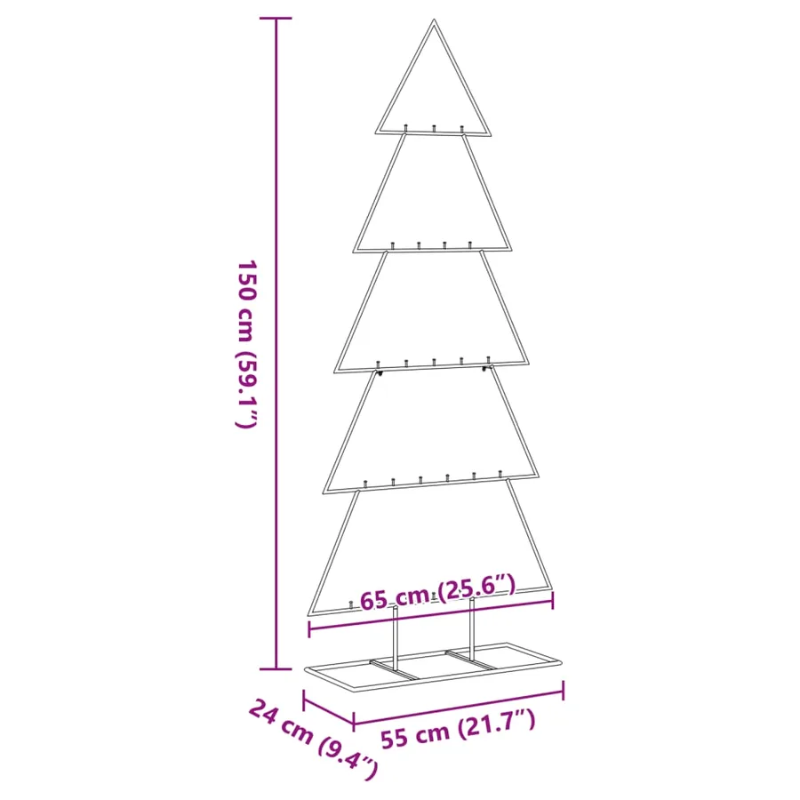 Arbre de Noël en métal pour décoration noir 150 cm - 7