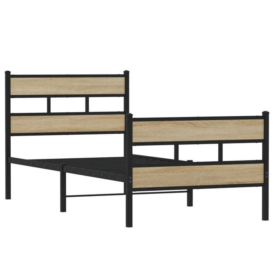 Cadre de lit en métal sans matelas chêne sonoma 75x190 cm - 3
