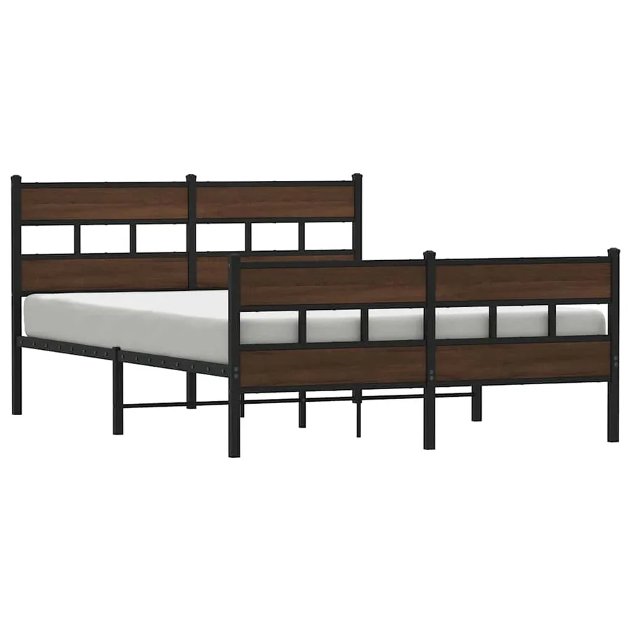 Cadre de lit en métal sans matelas chêne marron 160x200 cm - 2