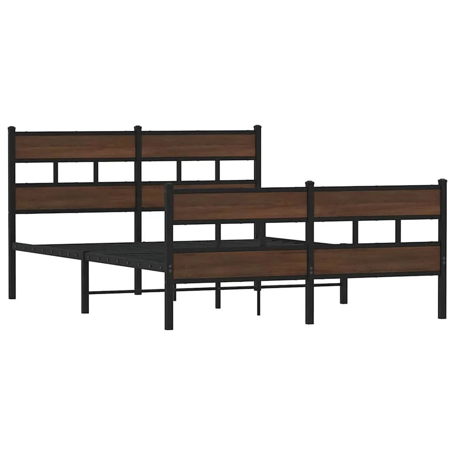 Cadre de lit en métal sans matelas chêne marron 160x200 cm - 3