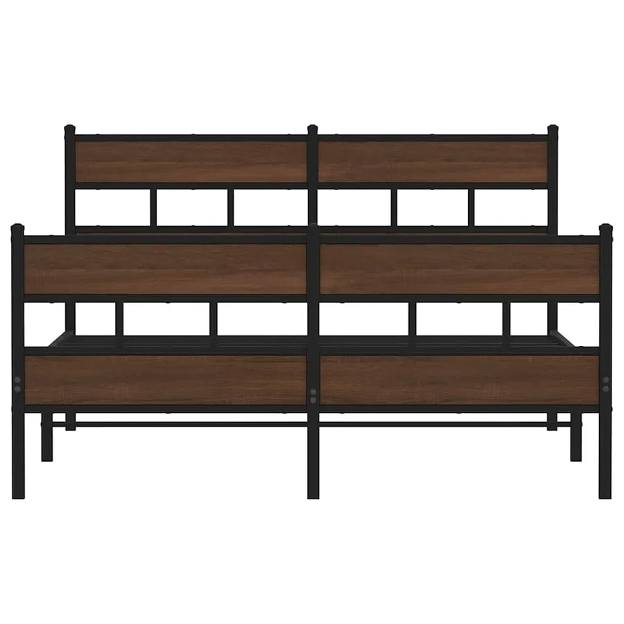 Cadre de lit en métal sans matelas chêne marron 160x200 cm - 4