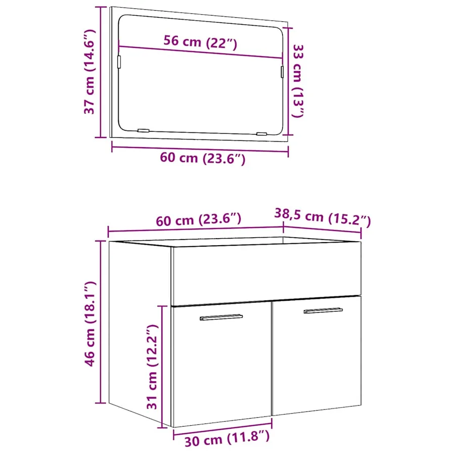 Ensemble de meubles de salle de bain 2 pcs chêne sonoma - 12
