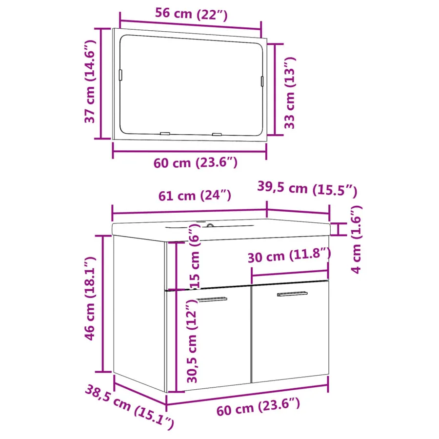 Ensemble de meubles de salle de bain 3 pcs chêne sonoma - 12
