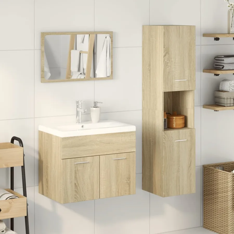 Ensemble de meubles de salle de bain 3 pcs chêne sonoma - 3
