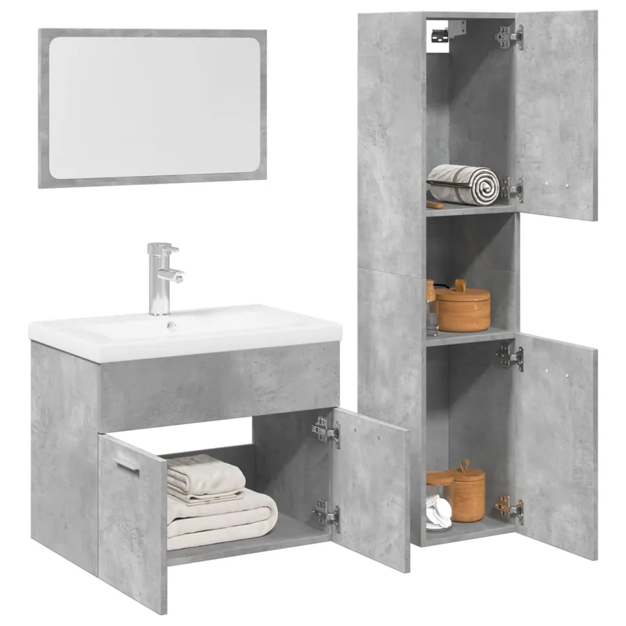 Ensemble de meubles de salle de bain 4 pcs gris béton
