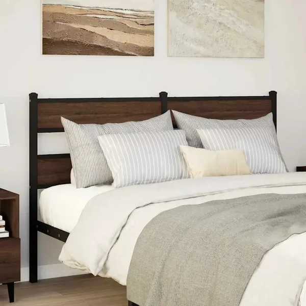 Tête de lit de remplacement chêne marron 160 cm acier et bois d'ingénierie