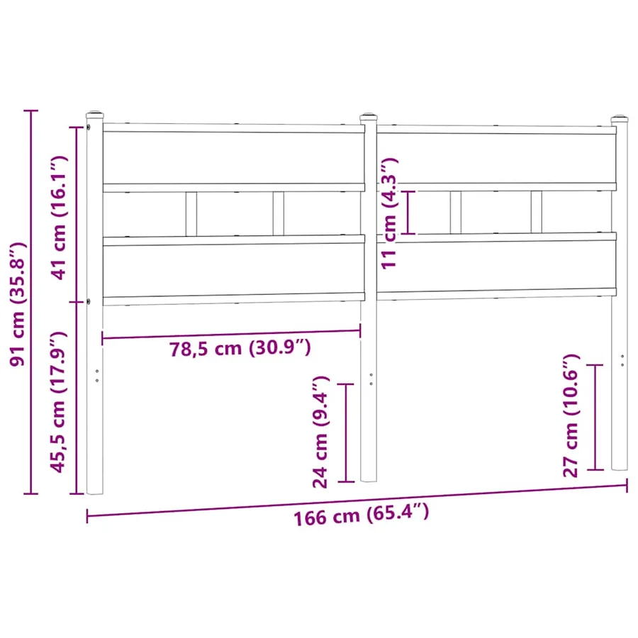 Tête de lit de remplacement chêne marron 160 cm acier et bois d'ingénierie - 6