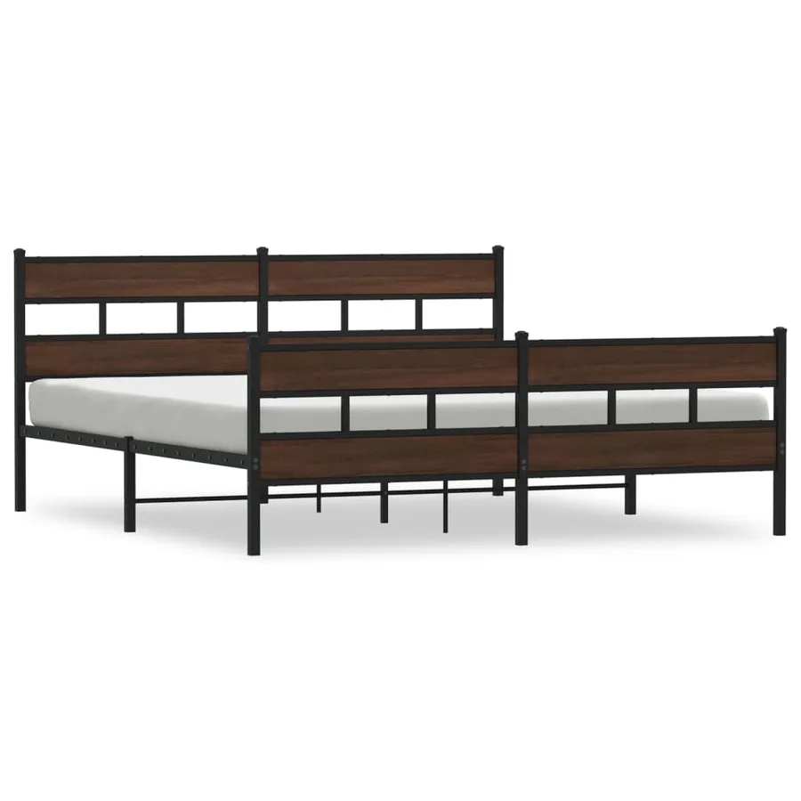 Cadre de lit en métal sans matelas chêne marron 193x203 cm - 2