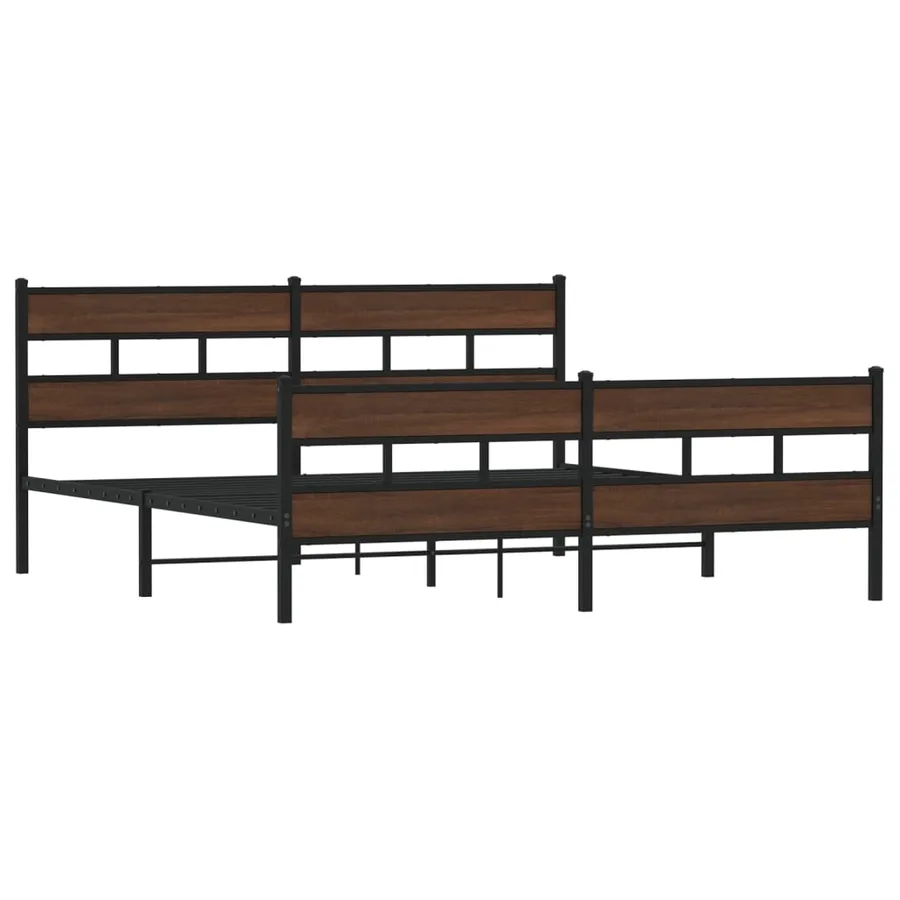 Cadre de lit en métal sans matelas chêne marron 193x203 cm - 3