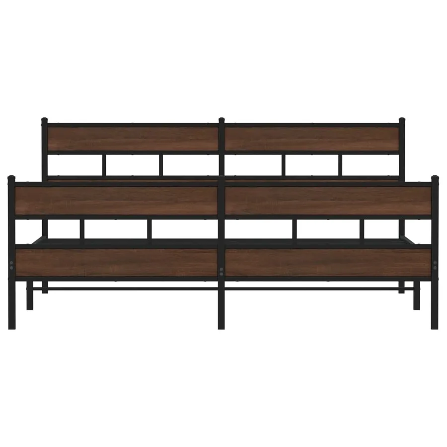 Cadre de lit en métal sans matelas chêne marron 193x203 cm - 4