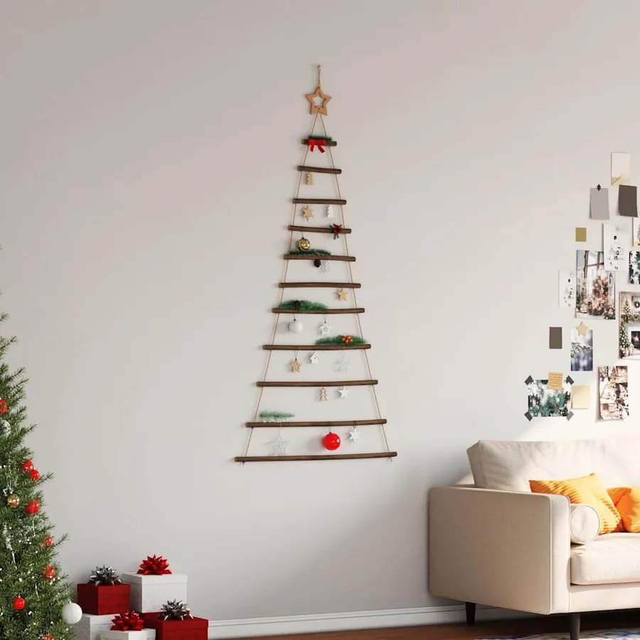 Sapin de Noël suspendu avec étoile supérieure 74 x 150 cm Branche naturelle - 3