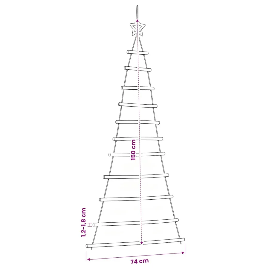 Sapin de Noël suspendu avec étoile supérieure 74 x 150 cm Branche naturelle - 8
