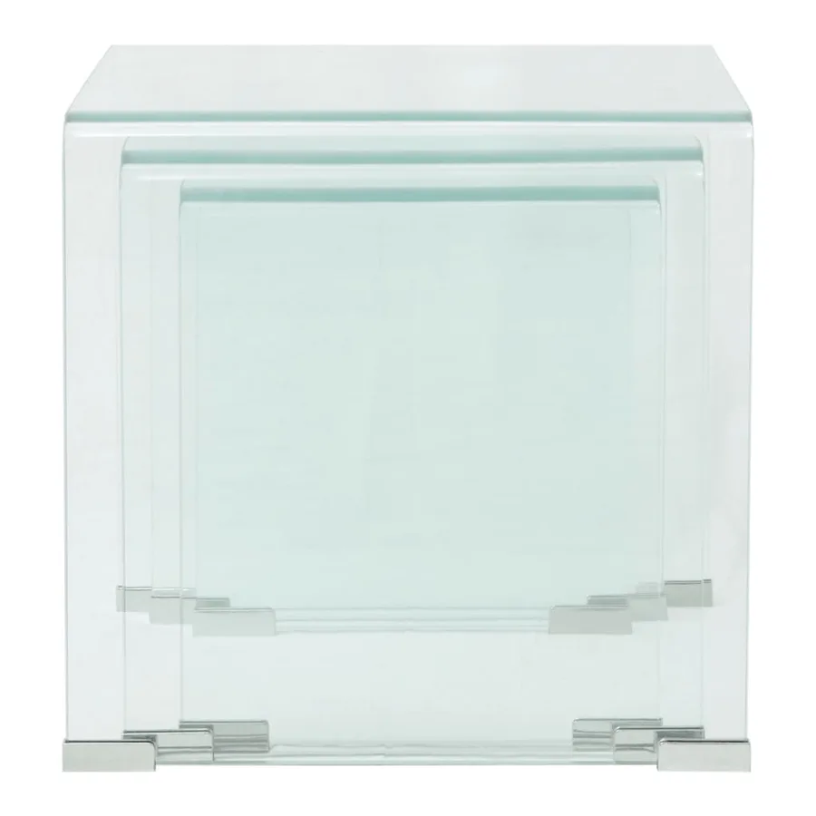 Ensemble de tables gigognes 3 Pièces Verre trempé Transparent - 5
