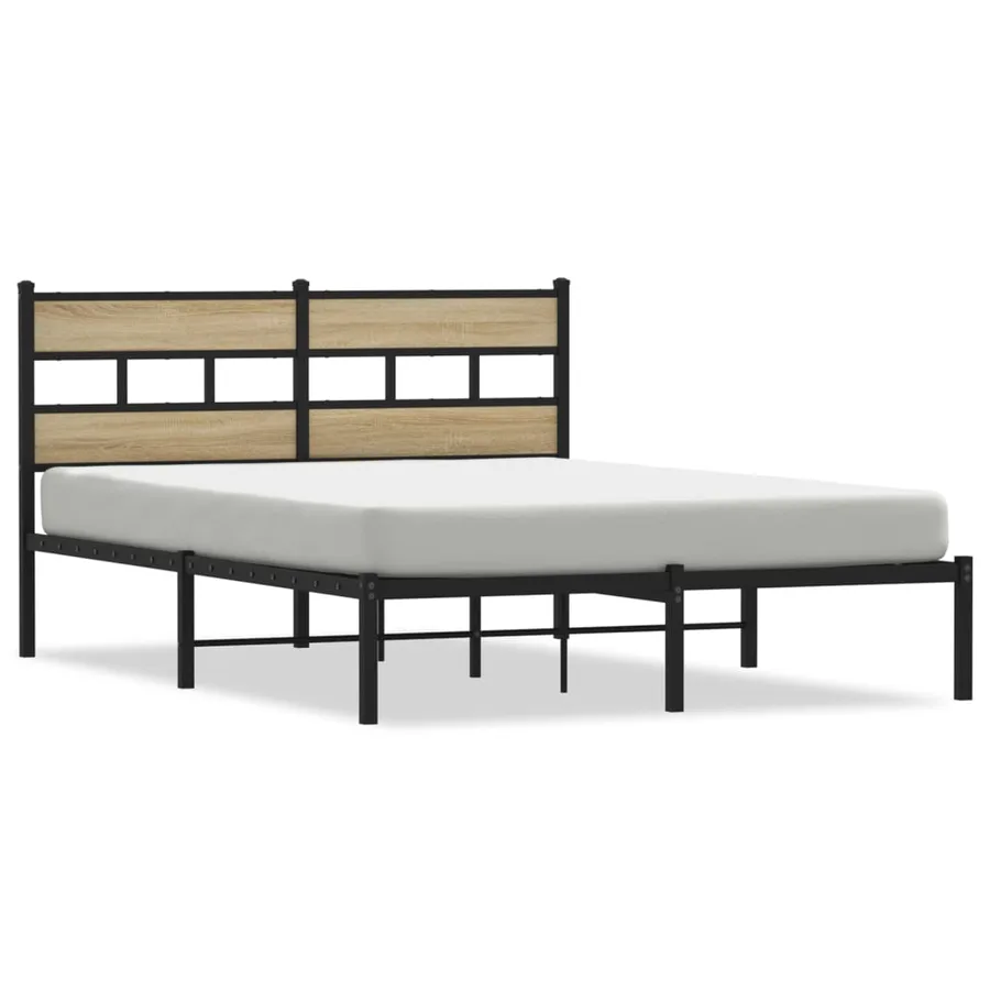 Cadre de lit en métal sans matelas chêne sonoma 150x200 cm - 2