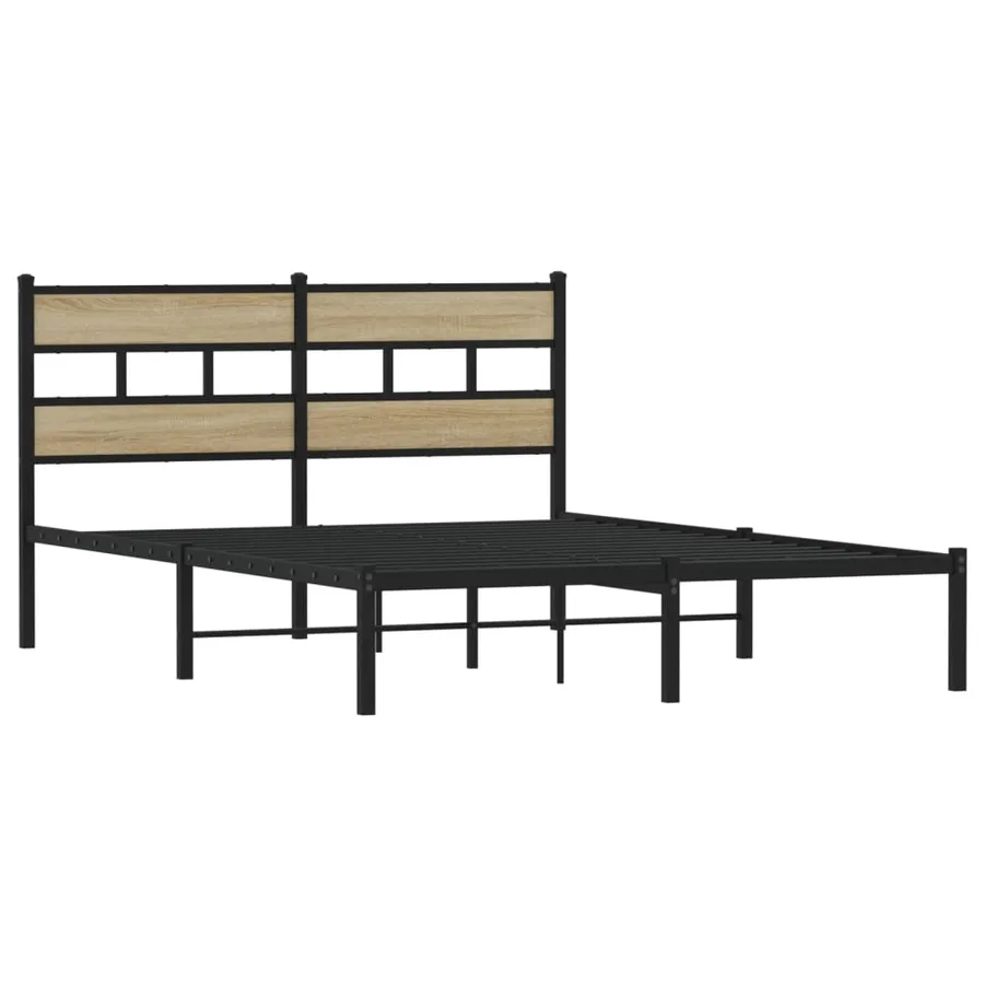 Cadre de lit en métal sans matelas chêne sonoma 150x200 cm - 3