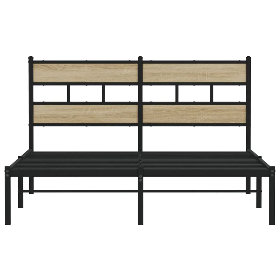Cadre de lit en métal sans matelas chêne sonoma 150x200 cm - 4
