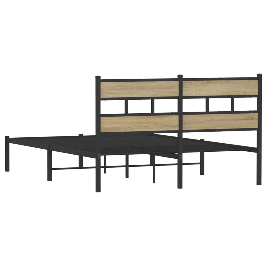 Cadre de lit en métal sans matelas chêne sonoma 150x200 cm - 6