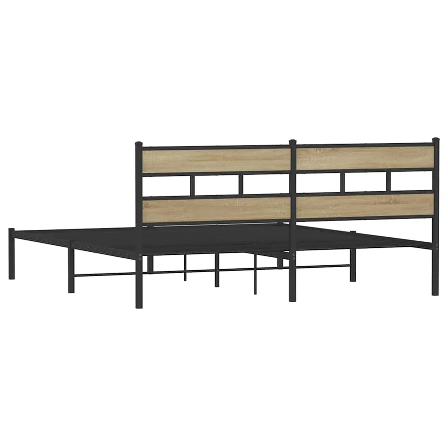 Cadre de lit en métal sans matelas chêne sonoma 180x200 cm - 6