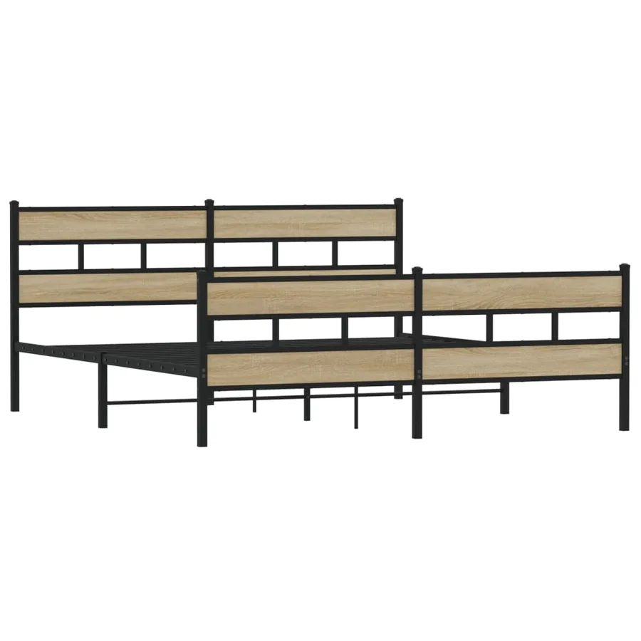 Cadre de lit en métal sans matelas chêne sonoma 200x200 cm - 3
