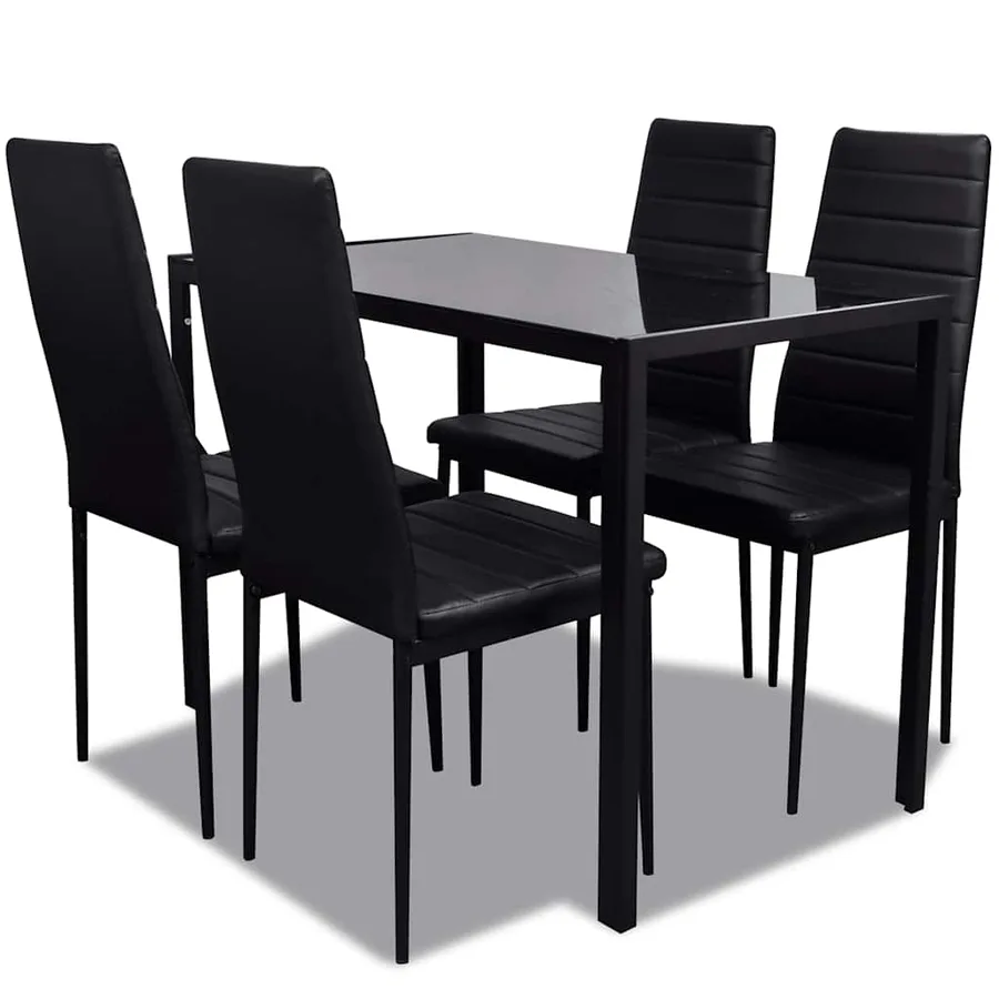 Ensemble de table pour salle à manger cinq pièces noir - 2