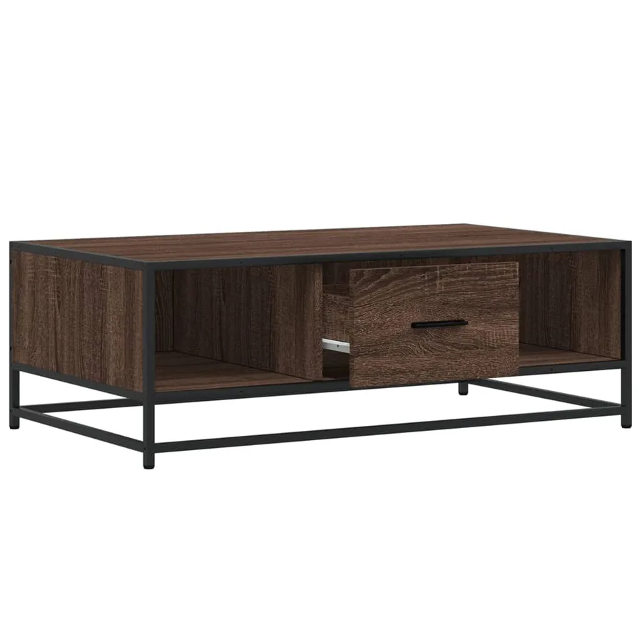Table basse chêne marron 100x57x35cm bois d'ingénierie et métal - 8