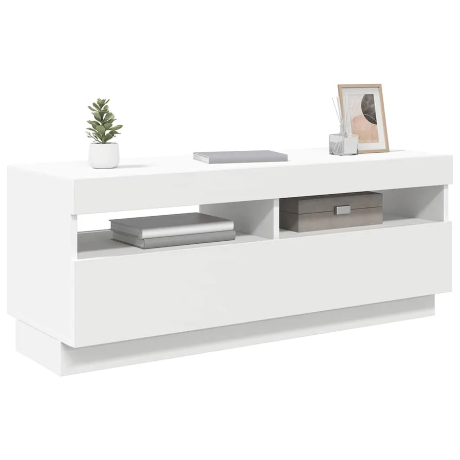Meuble TV avec lumières LED Blanc 100x35x40 cm - 16