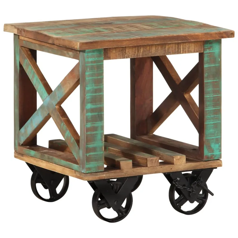 Table d'appoint avec roulettes 40x40x42 cm Bois de récupération - 10