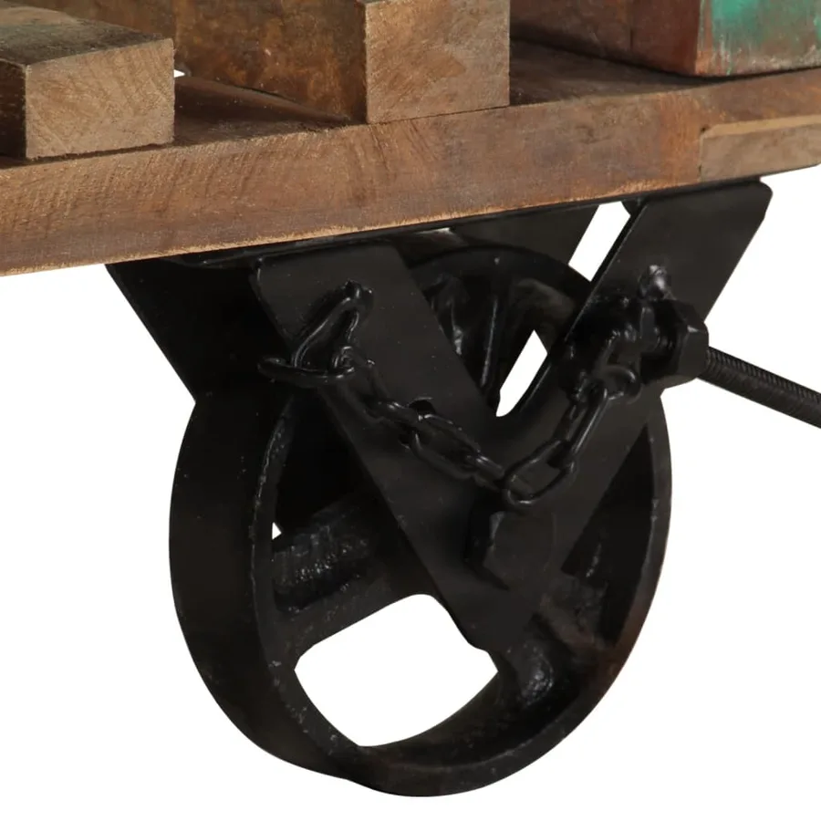 Table d'appoint avec roulettes 40x40x42 cm Bois de récupération - 5
