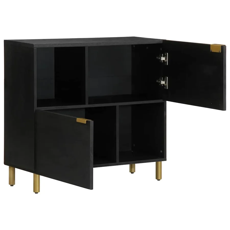 Buffet noir 80x33x75 cm bois d'ingénierie - 2