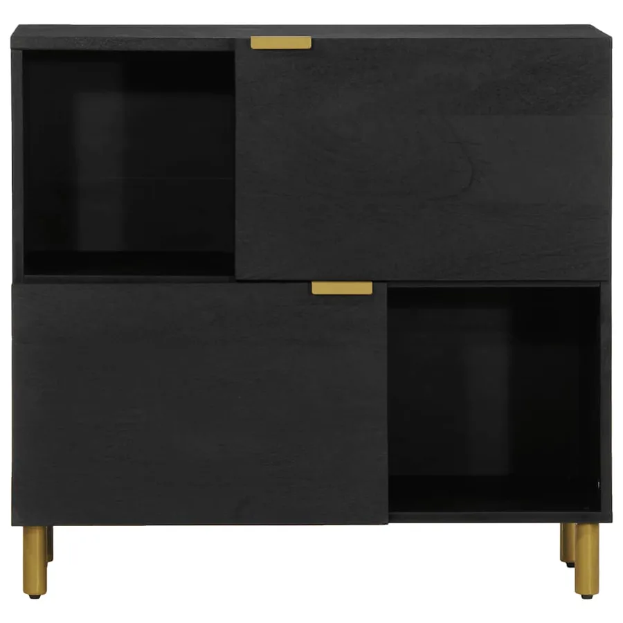 Buffet noir 80x33x75 cm bois d'ingénierie - 3